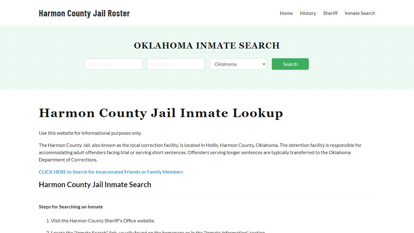 Harmon County Jail Roster Lookup, OK, Inmate Search