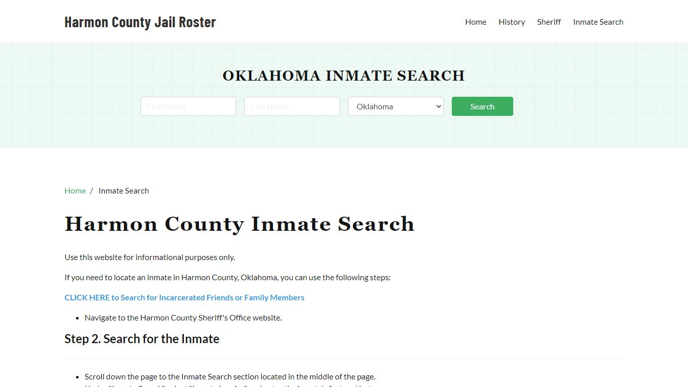 Harmon County, OK Detainee Lookup