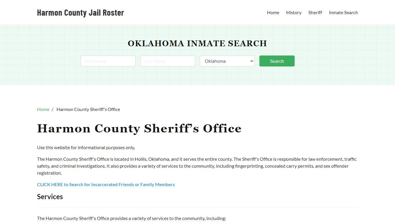 Harmon County Sheriff Office, OK, Arrest Warrants Search